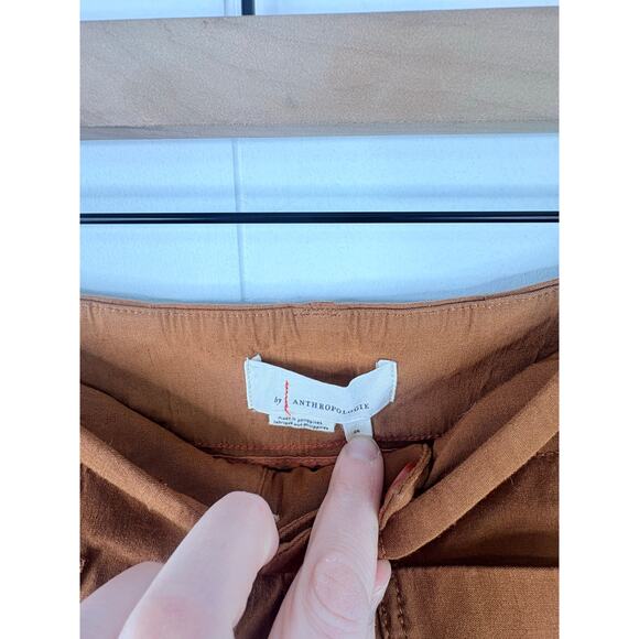 Anthropologie Colette Linen Patch Pocket Shorts Size 26 High Rise Rust - Picture 11 of 11